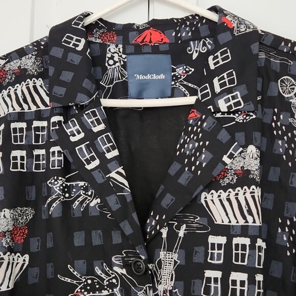 Modcloth Community Brunch Button Front Shirt Dress, Black, Size 4X - Picture 4 of 10